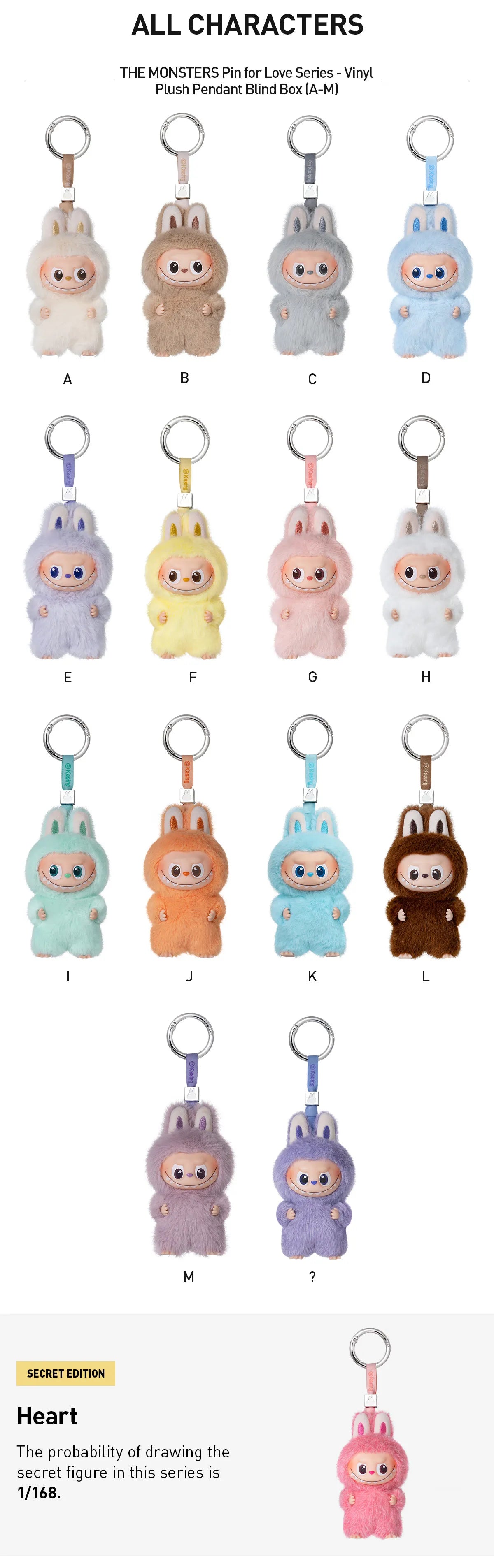 Labubu Pin For Love (Brelok 10,5cm) (A-M)
